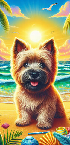 Cairn Terrier Wheat -  Best of Breed DCR 100% Poly Velour Micro Fiber Beach Towel Quick Dry 30" x 60"