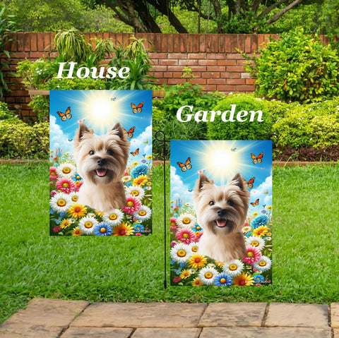 Cairn Terrier  Wheat - Best of Breed  Summer Butterflies Outdoor House and Garden Flag