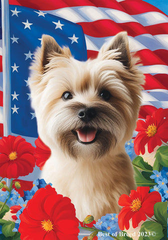 Cairn Terrier  Wheat - Best of Breed  Patriotic I All-American Outdoor House and Garden Flag