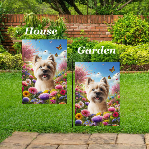 Cairn Terrier  Wheat - Best of Breed  Spring Butterflies Outdoor House and Garden Flag