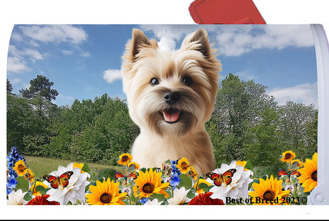 Cairn Terrier  Wheat - Best of Breed Summer Flowers Mailbox Cover Hi-Grade Vinyl 6" x 19"