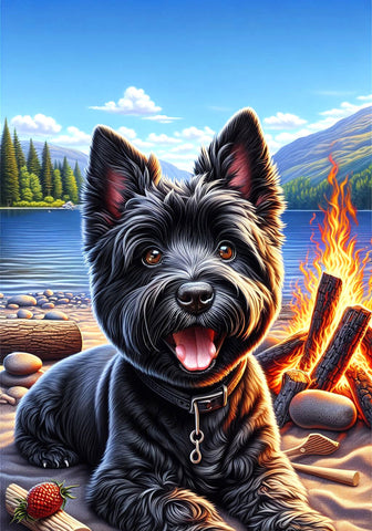 Cairn Terrier Black - Best of Breed DCR Summer Camping   Outdoor House and Garden Flag