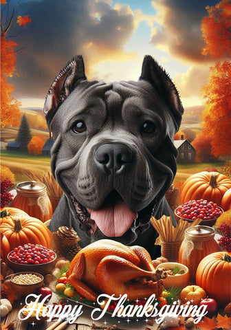 Cane Corso Black Cropped - Best of Breed  Thanksgiving Outdoor House and Garden Flag