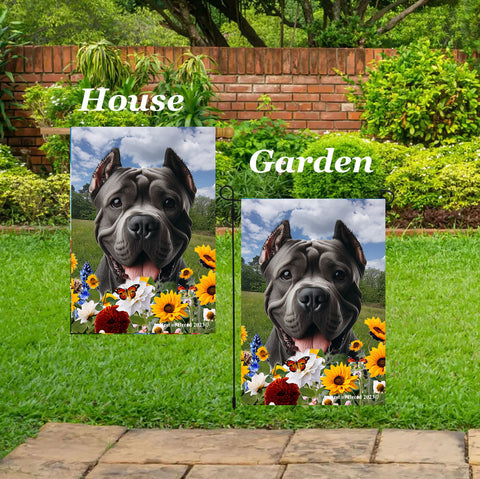 Cane Corso Black Cropped - Best of Breed  Summer Fields Outdoor House and Garden Flag