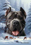 Cane Corso Black Cropped - Best of Breed  Winter Wonderland Outdoor House and Garden Flag