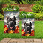 Cane Corso Black Cropped - Best of Breed  Fall Leaves Outdoor House and Garden Flag