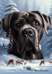 Cane Corso Black Uncropped - Best of Breed  Winter Wonderland Outdoor House and Garden Flag