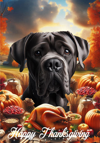 Cane Corso Black Uncropped - Best of Breed  Thanksgiving Outdoor House and Garden Flag