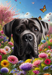 Cane Corso Black Uncropped - Best of Breed  Spring Butterflies Outdoor House and Garden Flag