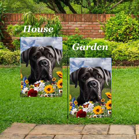 Cane Corso Black Uncropped - Best of Breed  Summer Fields Outdoor House and Garden Flag