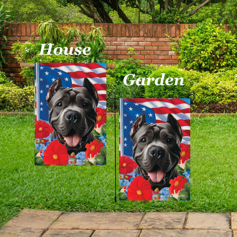 Cane Corso Black Cropped - Best of Breed  Patriotic I All-American Outdoor House and Garden Flag