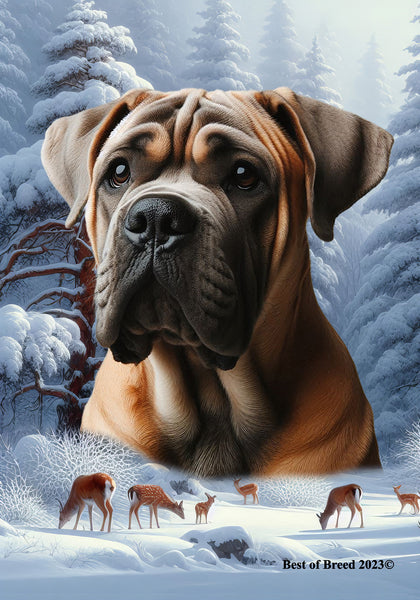 Cane Corso Fawn  Uncropped - Best of Breed  Winter Wonderland Outdoor House and Garden Flag