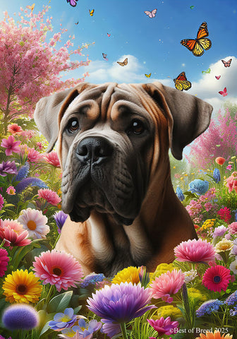 Cane Corso Fawn  Uncropped - Best of Breed  Spring Butterflies Outdoor House and Garden Flag