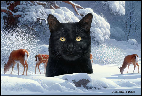 Shorthair Black Cat - Best of Breed Winter Wonderland Floor Mat Tufted Loop 18" x 27"