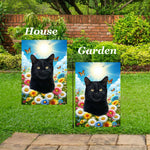 Shorthair Black Cat - Best of Breed  Summer Butterflies Outdoor House and Garden Flag