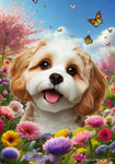 Cavachon- Best of Breed  Spring Butterflies Outdoor House and Garden Flag