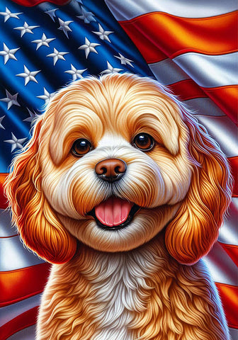 Cavachon - Best of Breed DCR Patriotic III   Outdoor House and Garden Flag