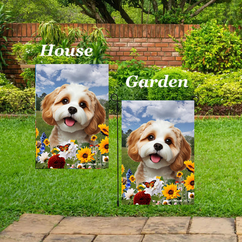 Cavachon- Best of Breed  Summer Fields Outdoor House and Garden Flag