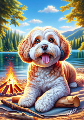 Cavachon - Best of Breed DCR Summer Camping   Outdoor House and Garden Flag
