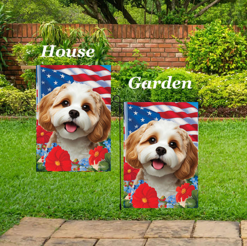 Cavachon- Best of Breed  Patriotic I All-American Outdoor House and Garden Flag