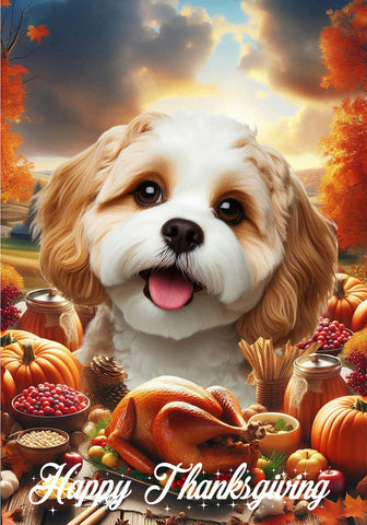 Cavachon- Best of Breed  Thanksgiving Outdoor House and Garden Flag