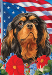 Cavalier King Charles Black/Tan - Best of Breed  Patriotic I All-American Outdoor House and Garden Flag