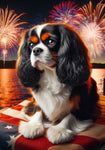 Cavalier King Charles Black/Tan - Best of Breed DCR July 4 Outdoor Flag