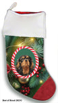 Cavalier King Charles Black/Tan - Best of Breed  Christmas Stocking 13.5"  Red Gaming Cloth with Red Lining ,Plush White Cuff
