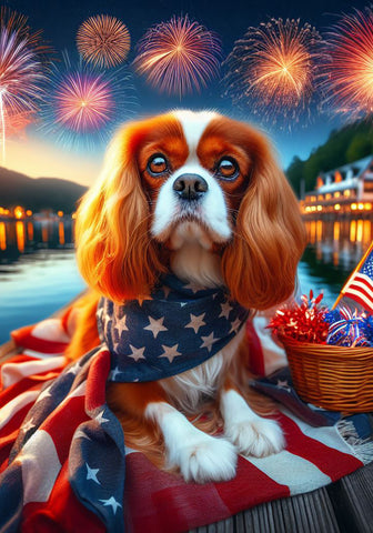 Cavalier King Charles Blenheim - Best of Breed DCR July 4 Outdoor Flag