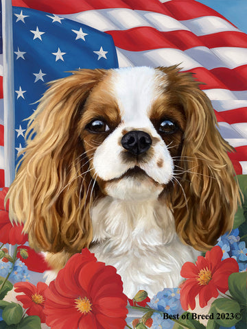 Cavalier King Charles Blenheim - Best of Breed  Patriotic I All-American Outdoor House and Garden Flag