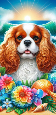 Cavalier King Charles Blenheim - Best of Breed DCR 100% Poly Velour Micro Fiber Beach Towel Quick Dry 30" x 60"