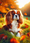 Cavalier King Charles Black and Tan - Best of Breed DCR Falling Leaves Outdoor Flag