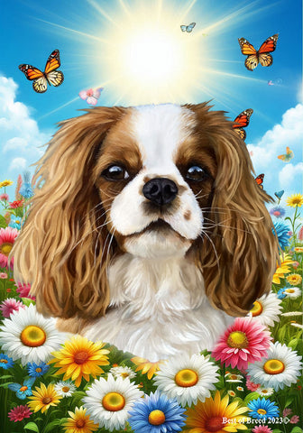 Cavalier King Charles Blenheim - Best of Breed  Summer Butterflies Outdoor House and Garden Flag