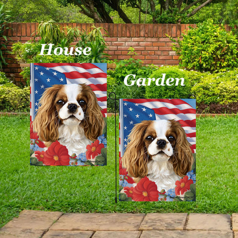 Cavalier King Charles Blenheim - Best of Breed  Patriotic I All-American Outdoor House and Garden Flag