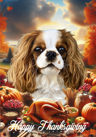 Cavalier King Charles Blenheim - Best of Breed  Thanksgiving Outdoor House and Garden Flag