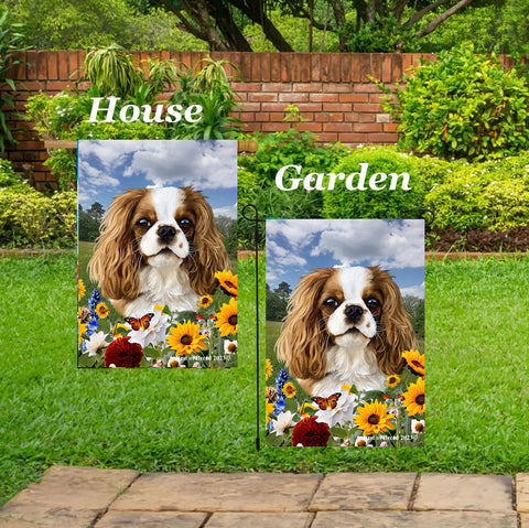 Cavalier King Charles Blenheim - Best of Breed  Summer Fields Outdoor House and Garden Flag