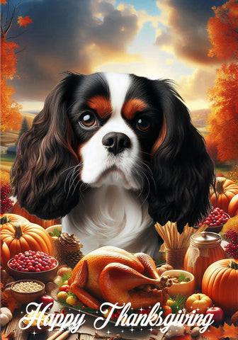Cavalier King Charles Tri - Best of Breed  Thanksgiving Outdoor House and Garden Flag