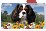 Cavalier King Charles Tri - Best of Breed Summer Flowers Mailbox Cover Hi-Grade Vinyl 6" x 19"