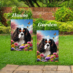 Cavalier King Charles Tri - Best of Breed  Spring Butterflies Outdoor House and Garden Flag