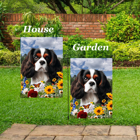Cavalier King Charles Tri - Best of Breed  Summer Fields Outdoor House and Garden Flag