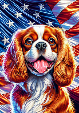 Cavalier King Charles Blenheim - Best of Breed DCR Patriotic III   Outdoor House and Garden Flag