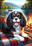 Cavalier King Charles Black and Tan - Best of Breed DCR Summer Camping   Outdoor House and Garden Flag