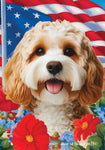 Cavapoo Blonde - Best of Breed  Patriotic I All-American Outdoor House and Garden Flag