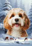 Cavapoo Blonde - Best of Breed  Winter Wonderland Outdoor House and Garden Flag