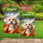 Cavapoo Blonde - Best of Breed  Fall Leaves Outdoor House and Garden Flag