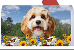 Cavapoo Blonde - Best of Breed Summer Flowers Mailbox Cover Hi-Grade Vinyl 6" x 19"