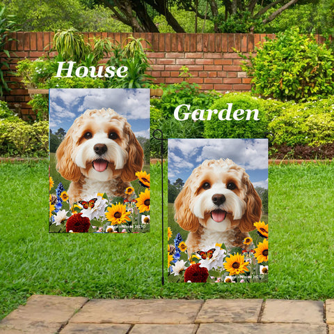 Cavapoo Blonde - Best of Breed  Summer Fields Outdoor House and Garden Flag