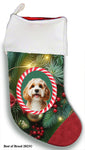 Cavapoo Blonde - Best of Breed  Christmas Stocking 13.5"  Red Gaming Cloth with Red Lining ,Plush White Cuff