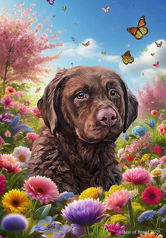 Chesapeake Bay Retriever - Best of Breed  Spring Butterflies Outdoor House and Garden Flag