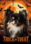 Chihuahua Black Longhaired - Best of Breed  Halloween Outdoor House and Garden Flag